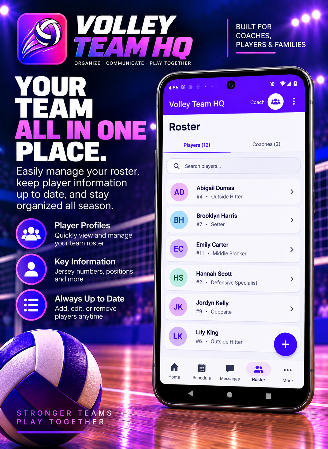 Volley Team HQ team management home screen